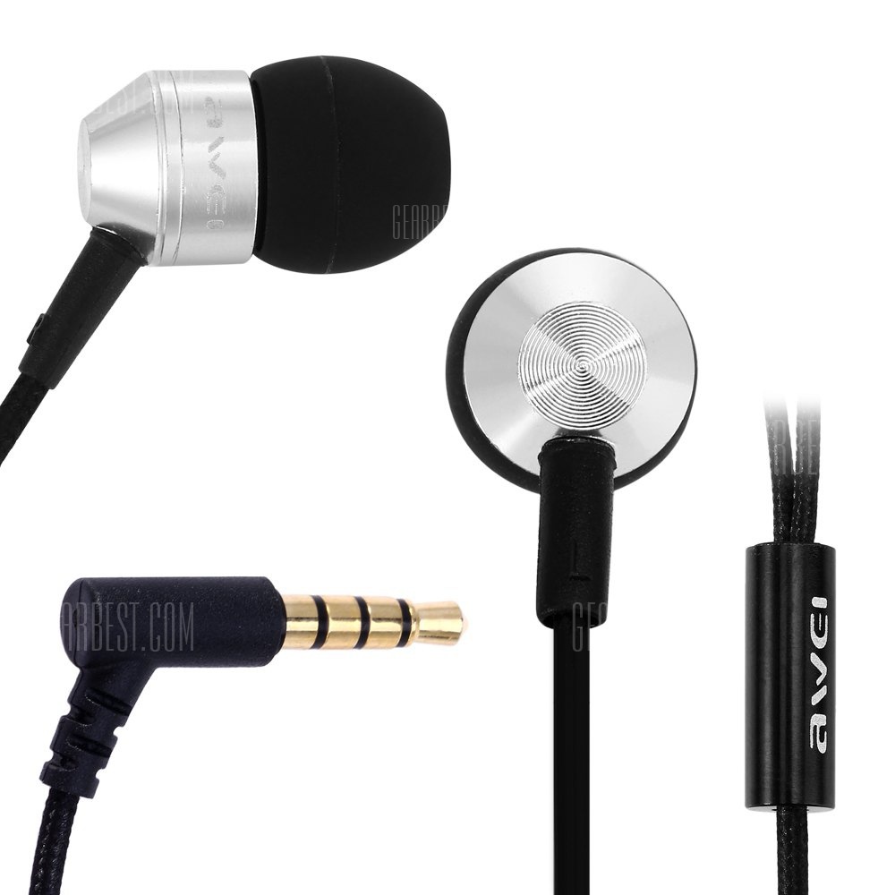 offertehitech-gearbest-Awei K90i 1.2m Fiber Nylon Cable In - ear Earphone with Mic for Smartphone Tablet PC