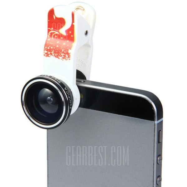 offertehitech-gearbest-Fashionable Xmas - tree Pattern 3 in 1 Clamp Camera Lens Including Fisheye Macro and Wide Angle