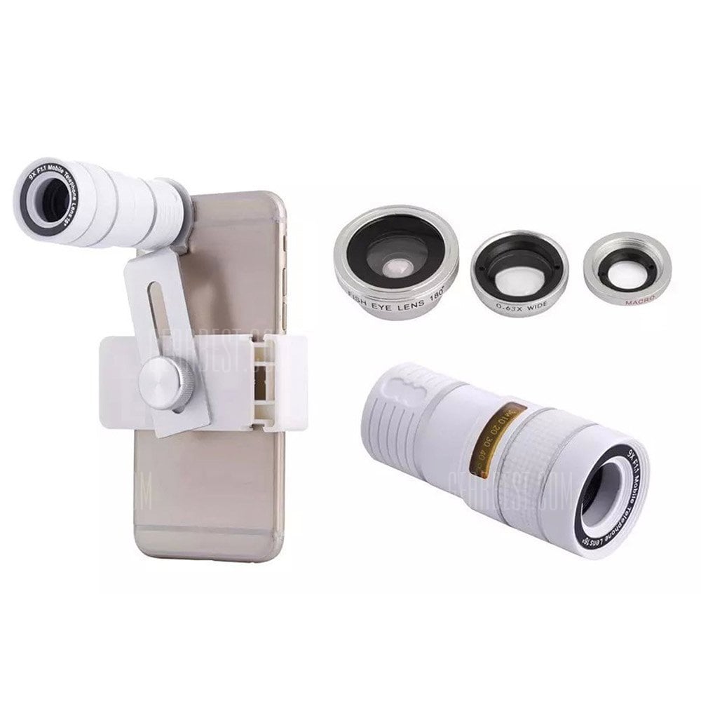 offertehitech-gearbest-Hot Fish Eye Wide Macro 9X F1.1 Telephone Lens Four-in-one