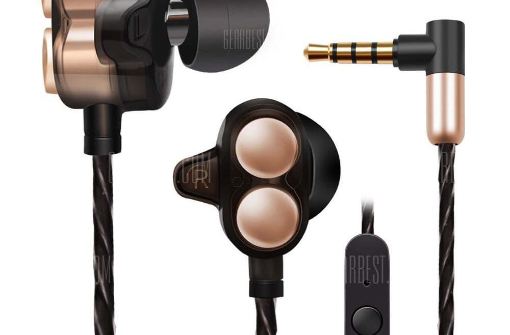 offertehitech-gearbest-Jies X7 Stereo HiFi In-ear Earphones Double Horn with Mic