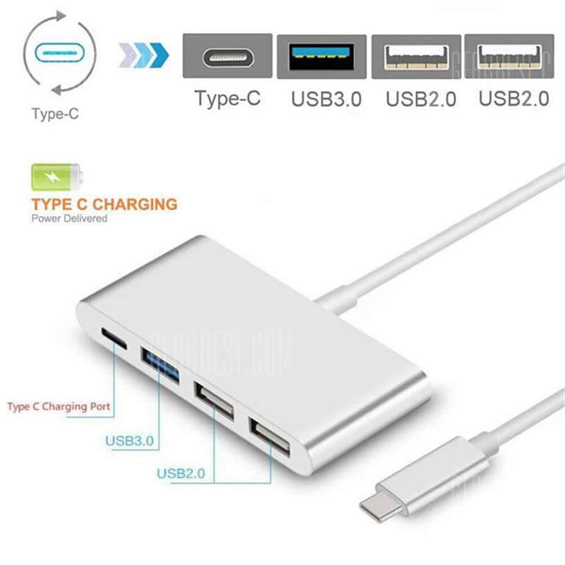 offertehitech-gearbest-Maikou USB 3.1 Type-C to 3-Port USB Hub with Type-C Charging Port Adapter