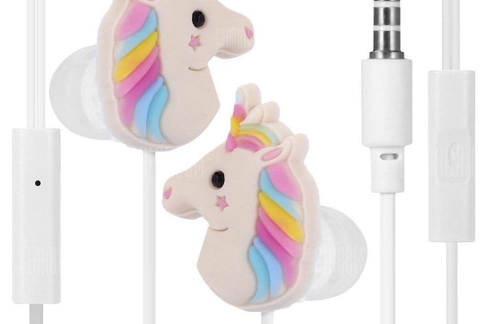 offertehitech-gearbest-Unicorn Cartoon In-ear Stereo Earphones with Mic