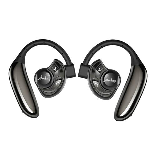 offertehitech-AMINY True Wireless Stereo Bluetooth 4.2 Dual Headphones Cordless Sweatproof In-Ear Headset with Mic - Black