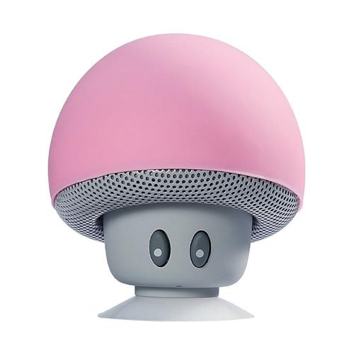 offertehitech-Mini Wireless Bluetooth Mushroom Speaker with Mic Water-resistant Heavy Bass Stereo Music - Pink