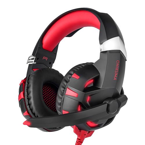 offertehitech-ONIKUMA K2 Gaming Headphone with Mic 7.1 Sound Track Active Noise Canceling - Red + Black