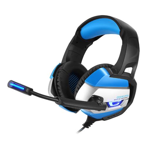 offertehitech-ONIKUMA K5 Gaming Headset with Mic Stereo USB LED Headphones for PS4 XBOX One PC Laptop Mac - Blue + Black