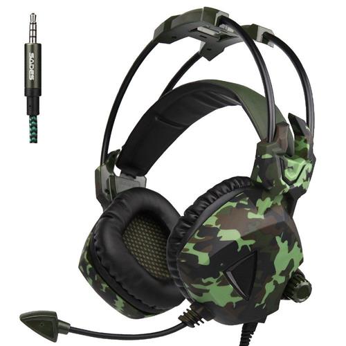 offertehitech-Sades SA-931 Stereo Gaming Headphones with Mic Noise Cancellation - Army Green