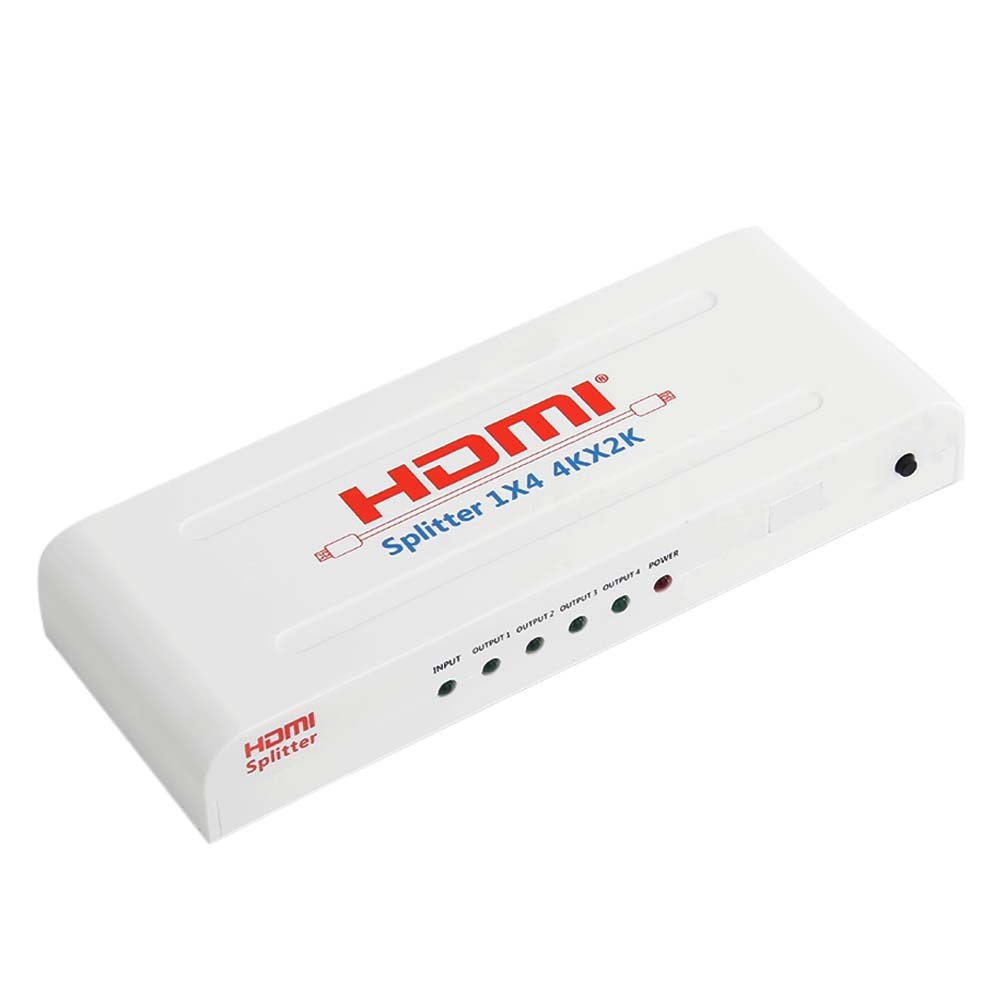 offertehitech-VK-104A HDMI 1.4 Splitter 1x4 4K*2K HD 1080P 3D Video Converter Adapter - White