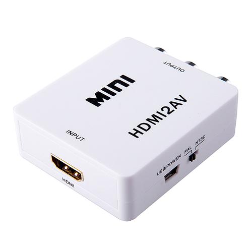 offertehitech-VK-126 Mini HDMI to AV Composite Video Converter Adapter Support PAL / NTSC Systems Standard TV Formats - White