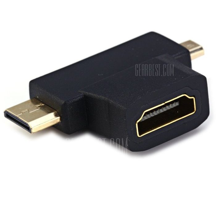 offertehitech-gearbest-3 in 1 HDMI Female to Mini Micro HDMI Male Adapter
