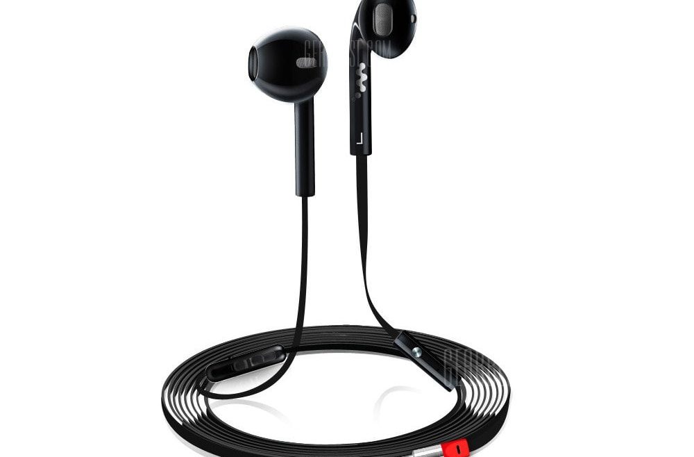 offertehitech-gearbest-3.5 Mm Intelligent General Adjustable In-Ear Flat Wire Headset with  Microphone