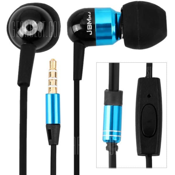 offertehitech-gearbest-JBMMJ-A8 Round Cable Hands Free High Resolution Sound Noble In-ear Earphone/Headphone with In-line Mic - Blue