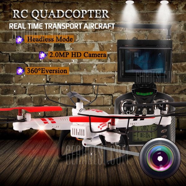 offertehitech-gearbest-WLtoys V686G 4CH 5.8G FPV Real Time Transmission 2.4G RC Quadcopter with 2.0MP Camera Headless Mode Auto  -  Return Function - US Plug
