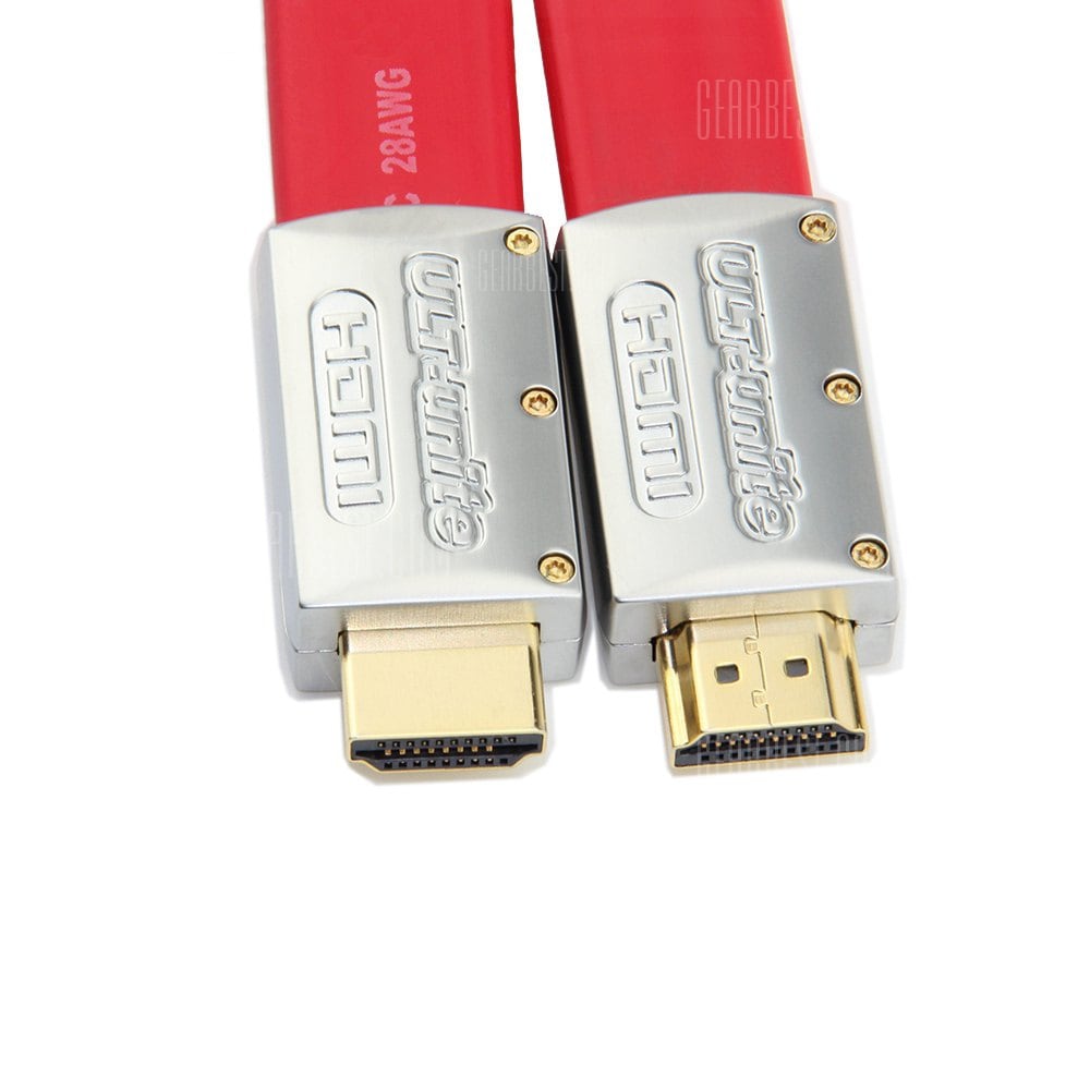 offertehitech-gearbest-Wkae Hi-speed V2.0 Golden Plated HDMI Flat Cable Red 1M