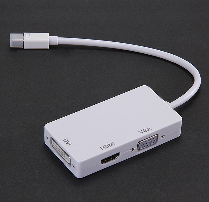 offertehitech-3-In-1 DisplayPort to Digi-port Adapter Mini DP Male to HDMI / VGA / DVI Female Converter Adapter - White