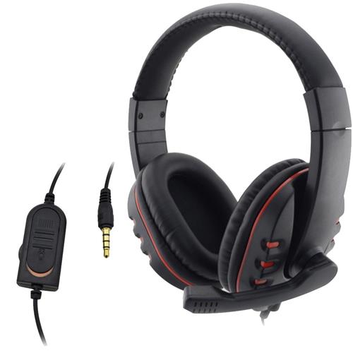 offertehitech-3.5mm Wired Headset Headphone Earphone with Mic for PS4 Game PC Chat - Black & Red