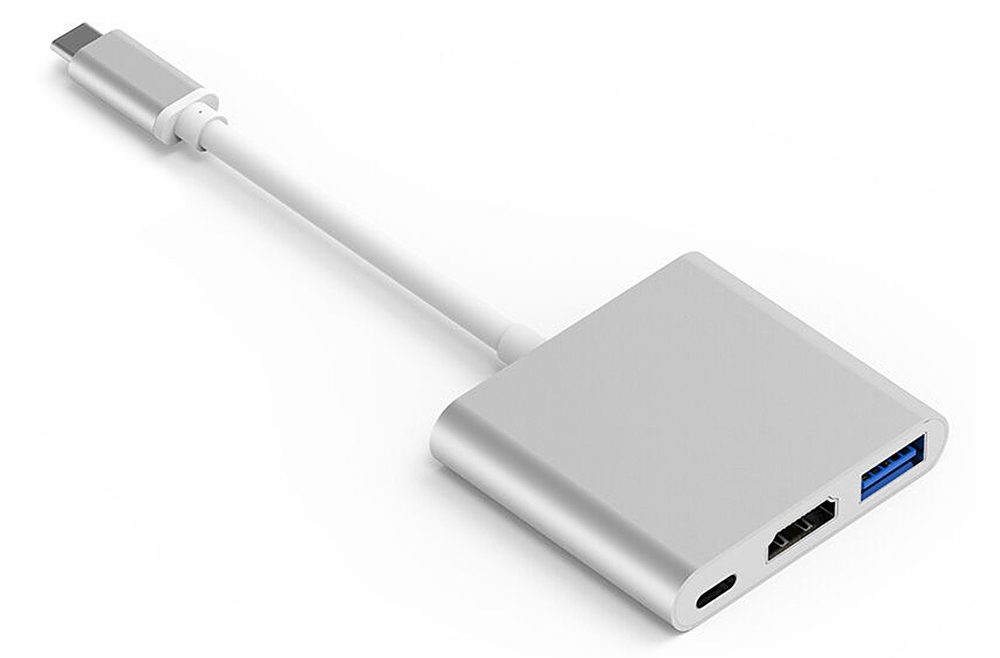offertehitech-Aluminum Alloy Converter Type-C to USB / HDMI / Type-C - Silver