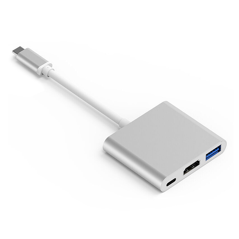 offertehitech-Aluminum Alloy Converter Type-C to USB / HDMI / Type-C - Silver