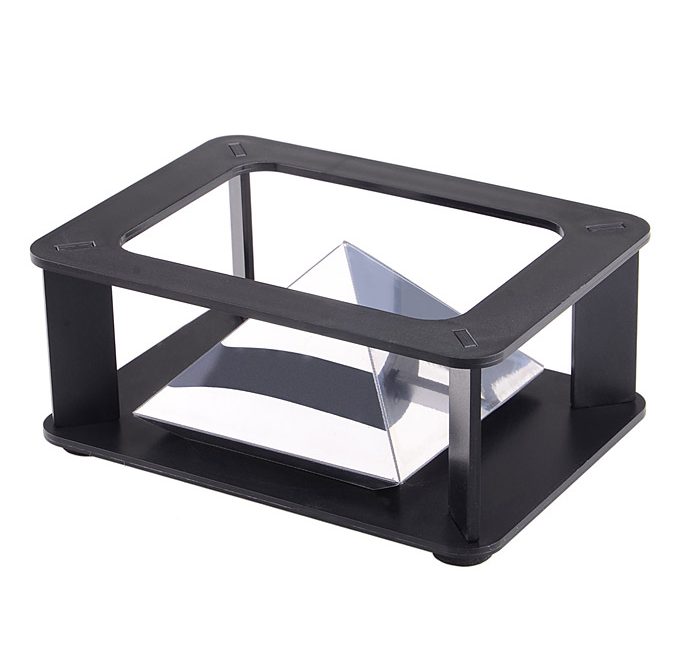 offertehitech-DIY 3D Holographic Projection Pyramid Projector for Smartphone - Black + Silver