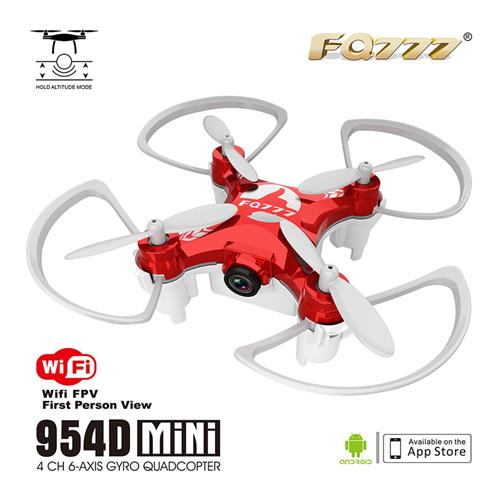offertehitech-FQ777-954D WIFI FPV Camera Altitude Hold Mode 3D Flip 6-AXIS GYRO RC Nano Quadcopter BNF - Red