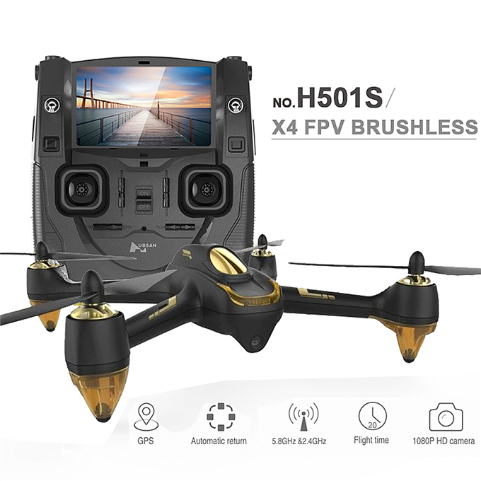 offertehitech-Hubsan X4 H501S 5.8G FPV Brushless With 1080P HD Camera GPS RC Quadcopter RTF - Black