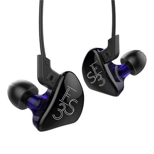 offertehitech-KZ KZ-ES3 In-ear Headphones with Mic Detachable HiFi Earphones - Black + Purple