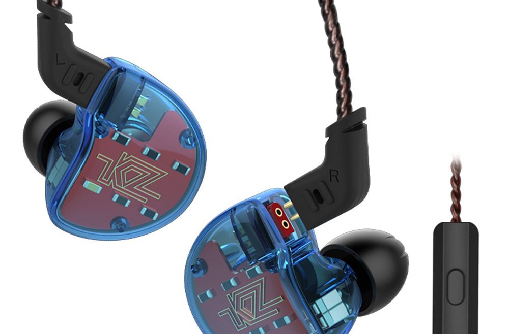 offertehitech-KZ ZS10 HiFi Hybrid Earphone with Mic 10 Drivers 4BA + 1DD  4 Balanced Armature Dynamic Heavy Bass - Blue