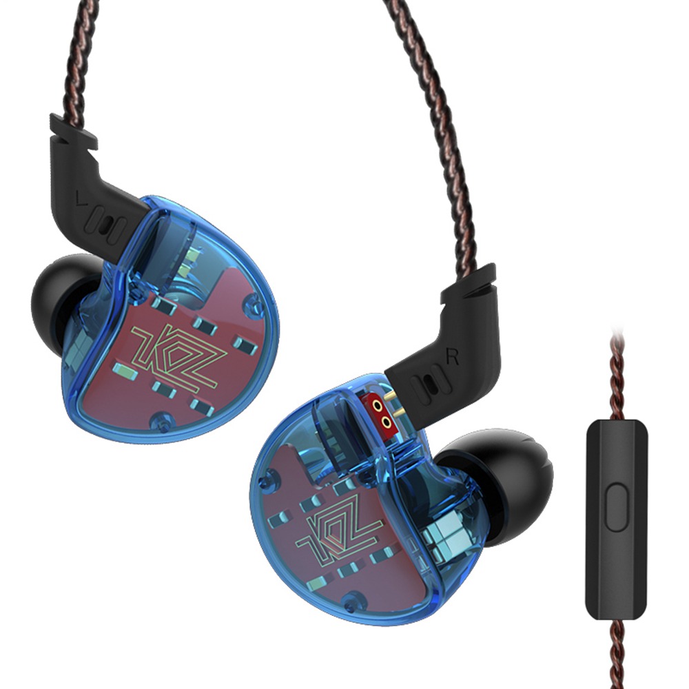 offertehitech-KZ ZS10 HiFi Hybrid Earphone with Mic 10 Drivers 4BA + 1DD  4 Balanced Armature Dynamic Heavy Bass - Blue