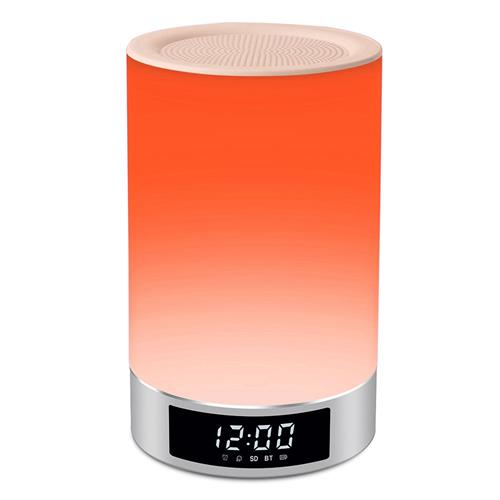 offertehitech-L5 Wireless Bluetooth Speaker Touch Sensitive Music Alarm Clock Night Light -Silver
