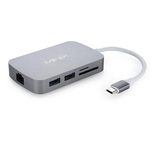 offertehitech-MINIX NEO-C-HGO USB 3.1 Type-C to HDMI 4K HDTV Converter Adapter with SD Card Gigabit Ethernet Ports - Gray