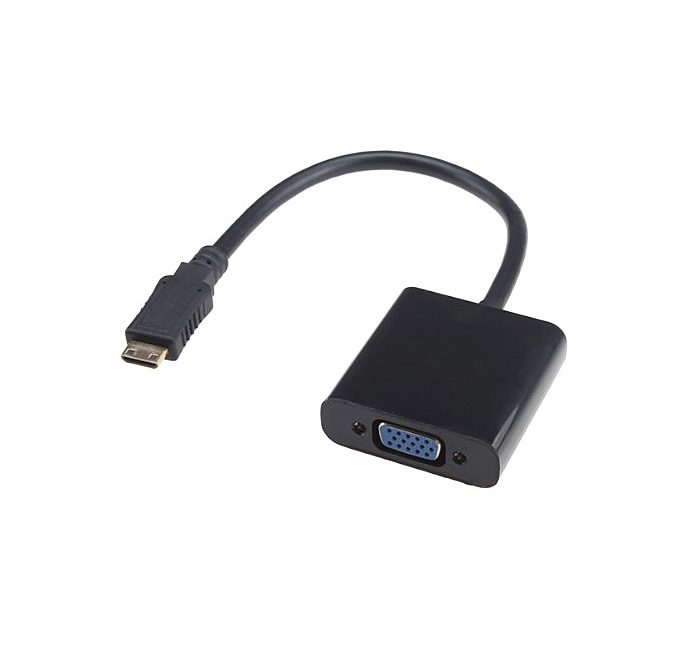 offertehitech-Mini HDMI Male to VGA Female Video Converter Adapter Cable HD Support 1080P - Black