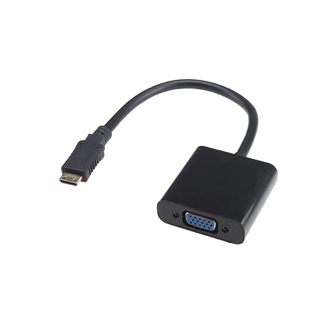 offertehitech-Mini HDMI Male to VGA Female Video Converter Adapter Cable HD Support 1080P - Black