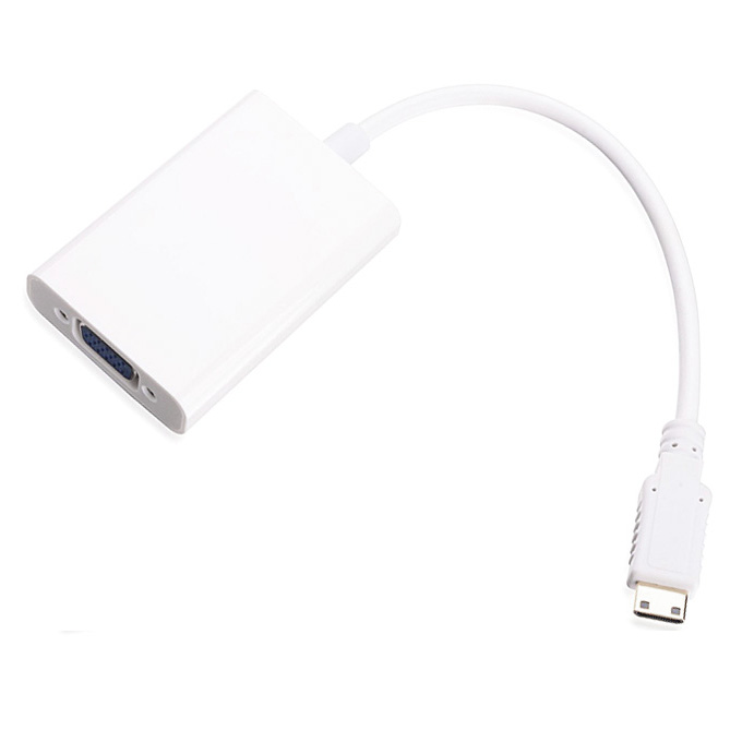 offertehitech-Mini HDMI Male to VGA Female Video Converter Adapter Cable HD Support 1080P - White