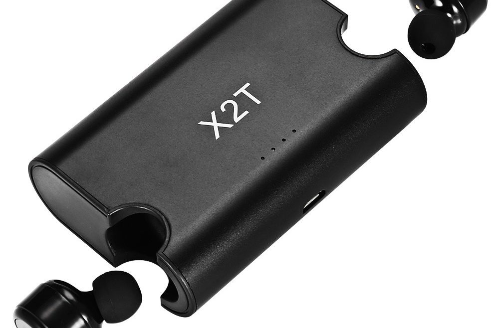 offertehitech-Mini X2T Wireless Bluetooth Double Earbuds with Charging Base - Black