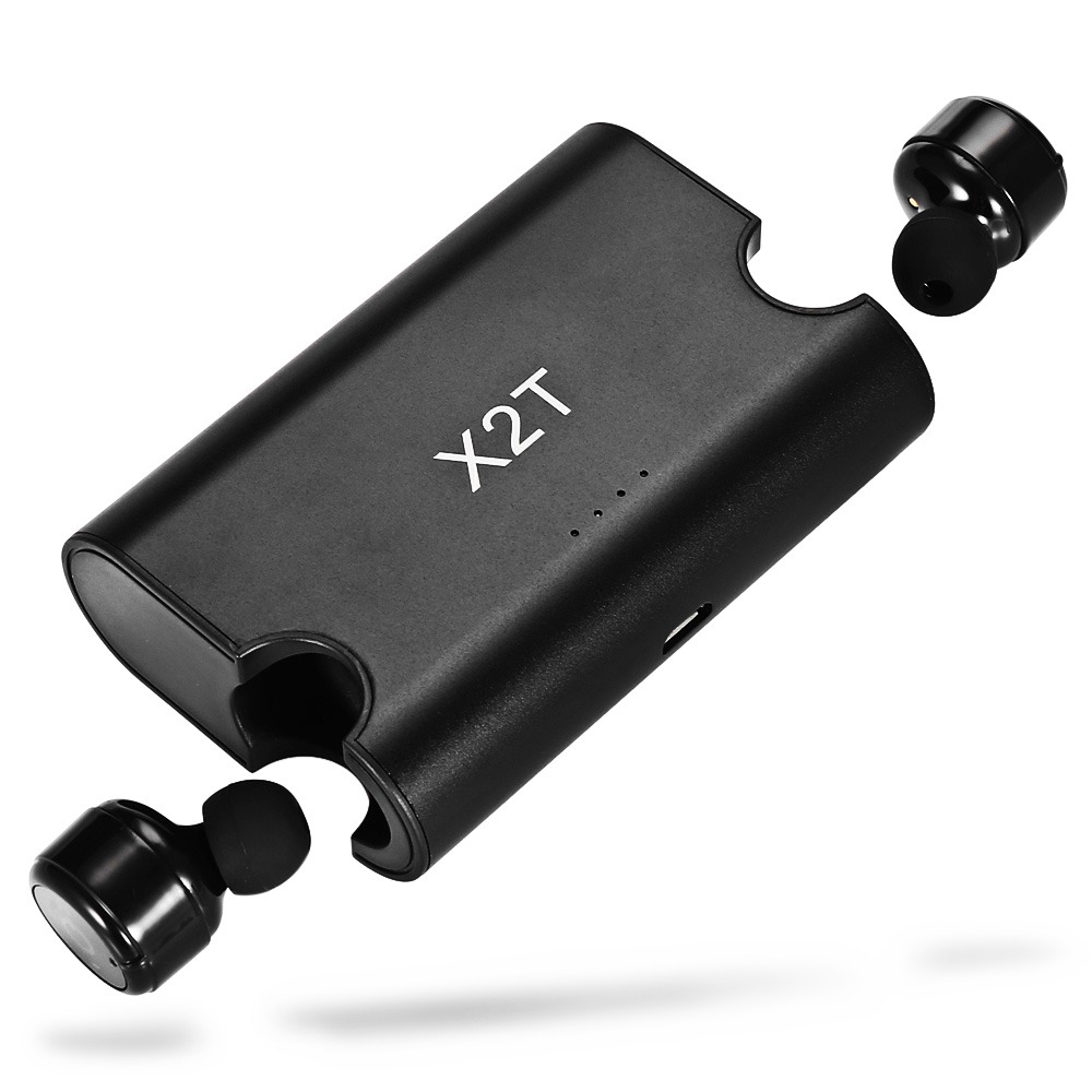 offertehitech-Mini X2T Wireless Bluetooth Double Earbuds with Charging Base - Black