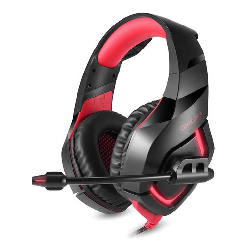 offertehitech-ONIKUMA K1-B Gaming Headphone with Mic Active Noise-canceling for PS4 XBOX ONE - Red