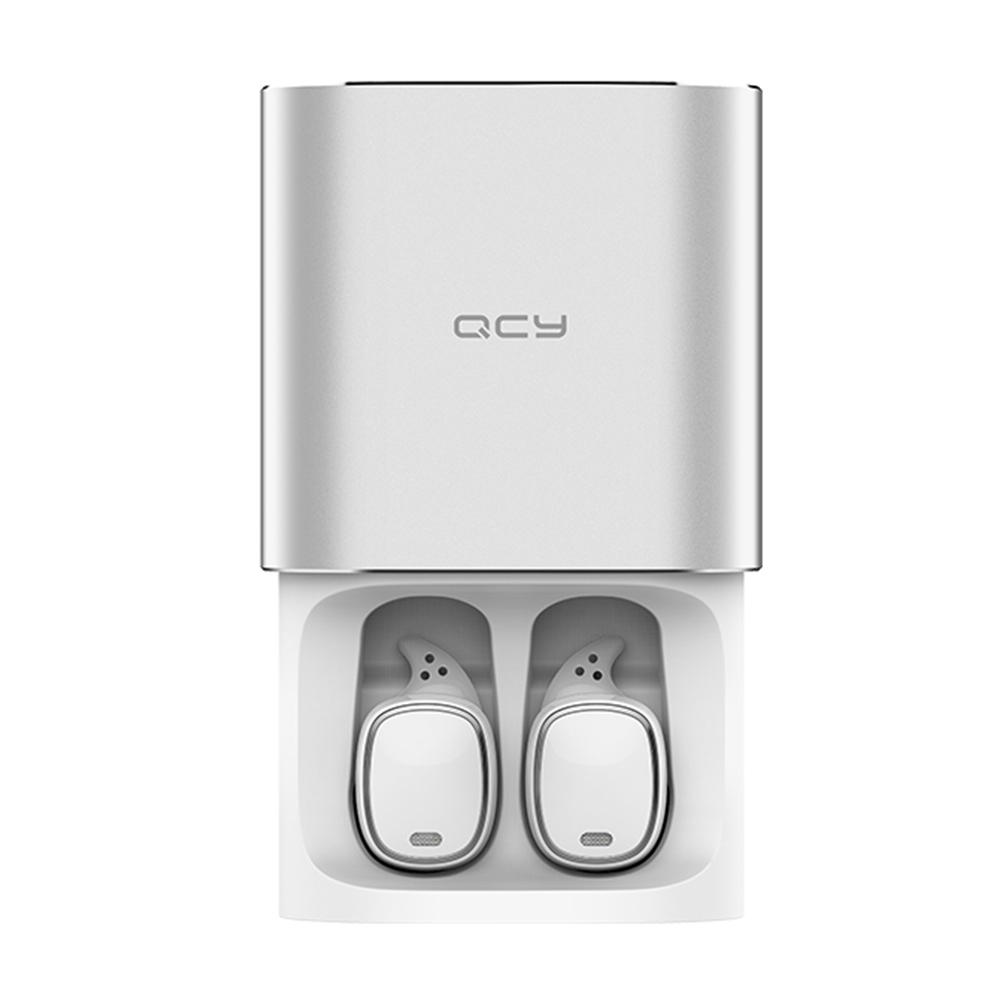 offertehitech-QCY T1 Pro TWS Dual Bluetooth Earphones with Mic Charging Box Noise Reduction - Silver