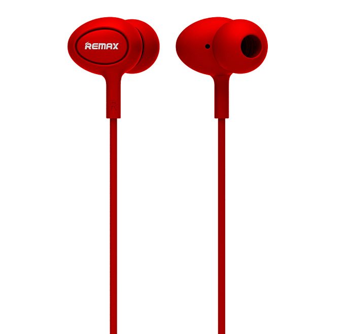 offertehitech-REMAX RM-515 Stereo Headset 3.5mm In-Ear Earphone with MIC for Universal Mobile Phones -Red