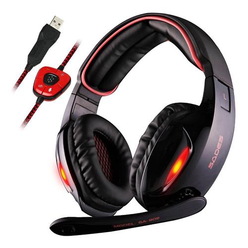 offertehitech-Sades SA-902 USB Gaming Headset with Mic 7.1 Surround Sound Volume Control for PC Laptop - Black