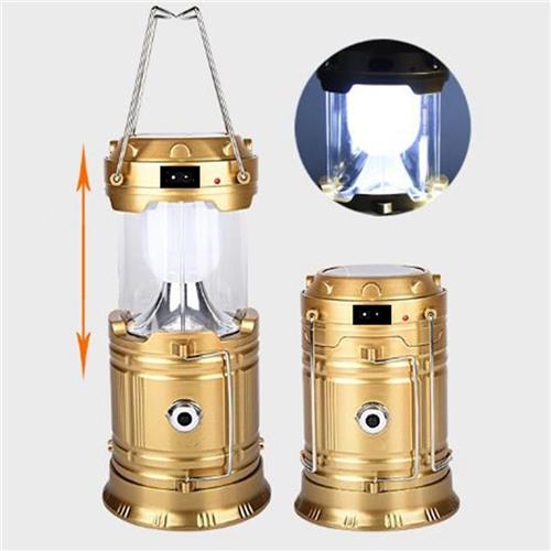 offertehitech-Solar LED Flashlight Lantern USB Rechargeable Handheld Flashlight for Outdoor Hiking Camping Fishing Emergency - Gold