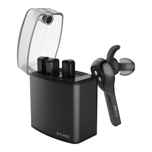 offertehitech-Syllable D9X Battery Plug-In Wireless Headphones with Metal Charge Case - Black