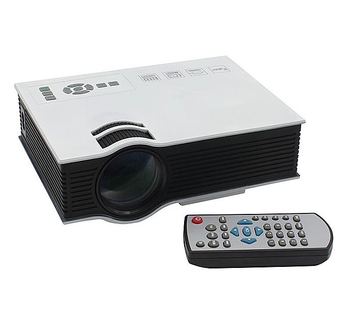 offertehitech-UC40 55WHD 1080P Mini Home 1080P LED Projector 50Lm W/HDMI AV SD USB Remote Control - White