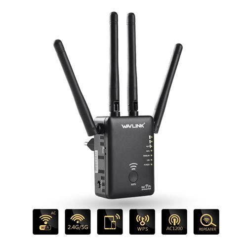 offertehitech-WAVLINK WL-WN575A3B WiFi Amplifier 802.11AC 1200Mbps Dual Band WiFi Range Extender WiFi Repeater - Black