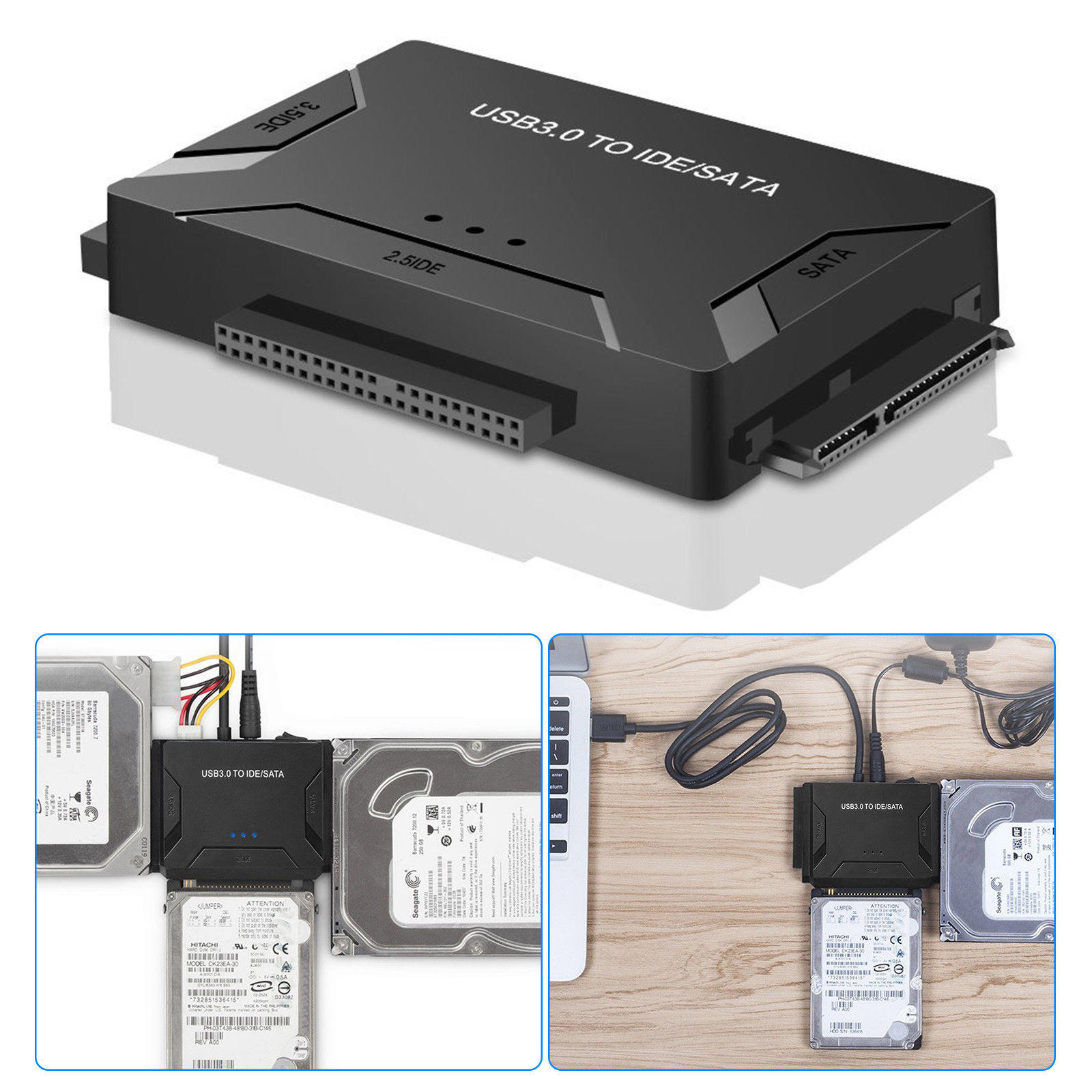 offertehitech-Adattatore cavo convertitore da disco rigido SSD USB 3.0 a IDE + HDD SATA per disco rigido da 3