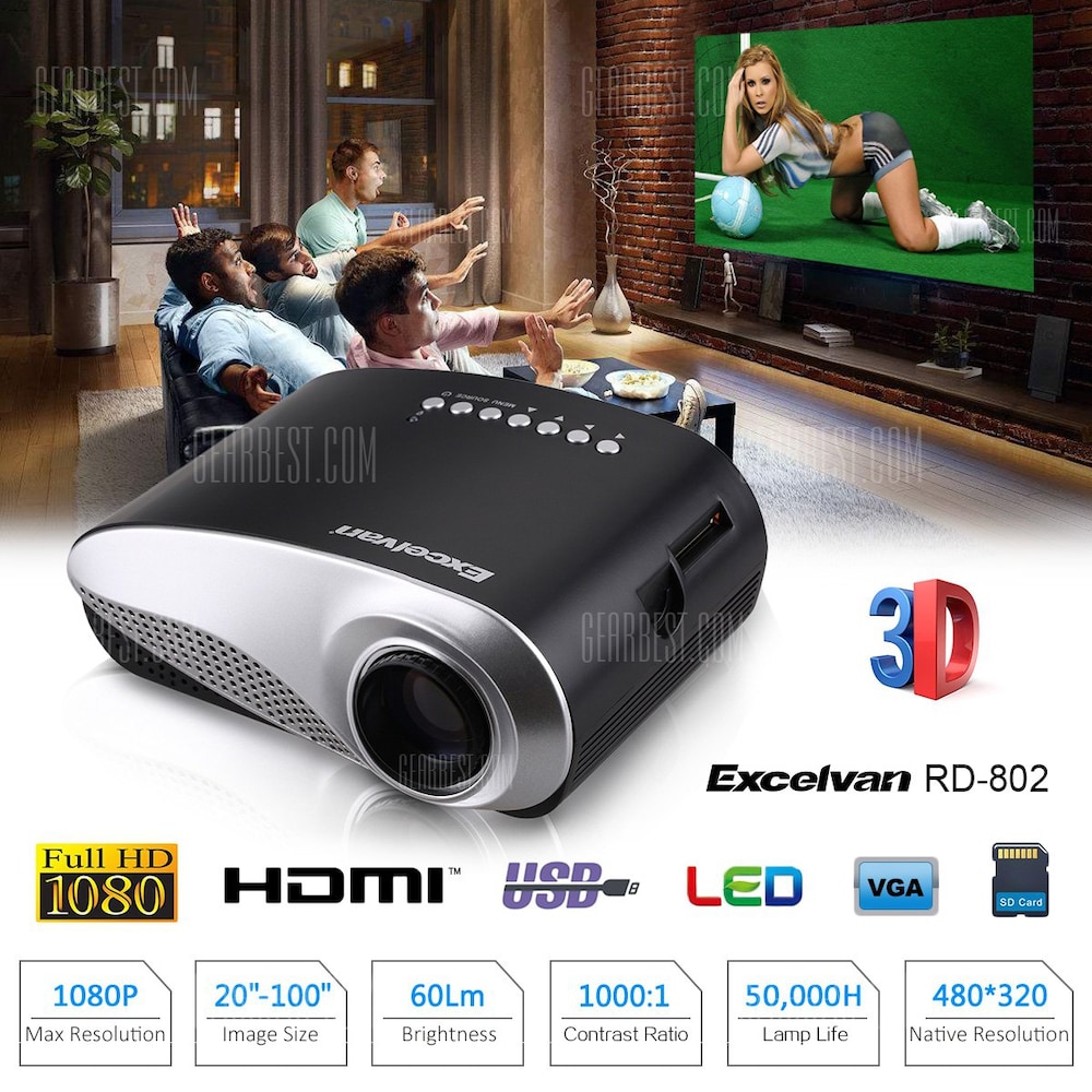 offertehitech-gearbest-Excelvan Home Theater LED LCD Projector