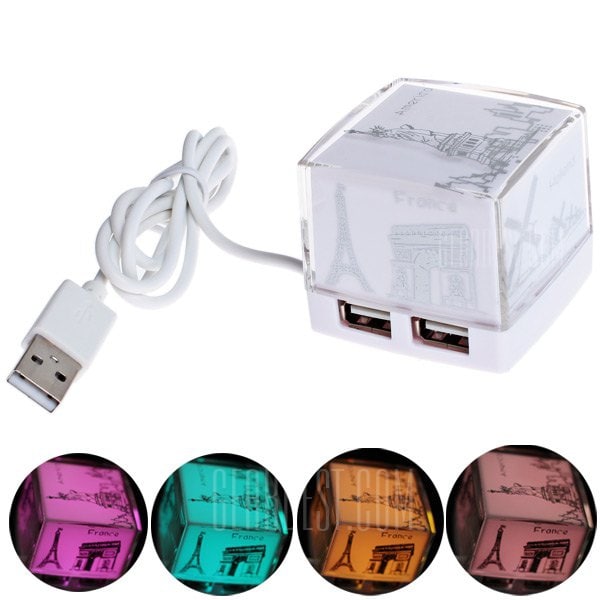 offertehitech-gearbest-Fashion Cube Design USB Hub with 4 Standard USB 2.0 Interfaces - White