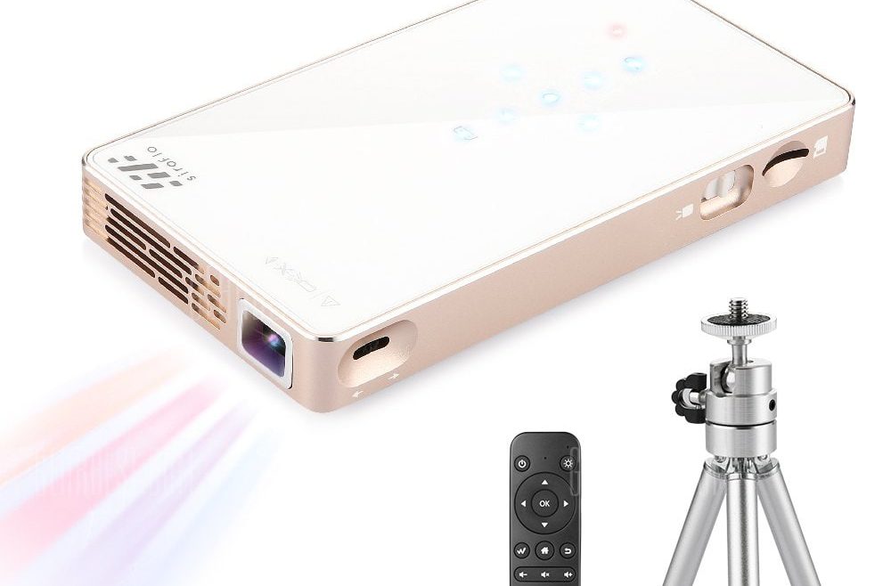 offertehitech-gearbest-siroflo Mini Projector with Tripod and Remote Control