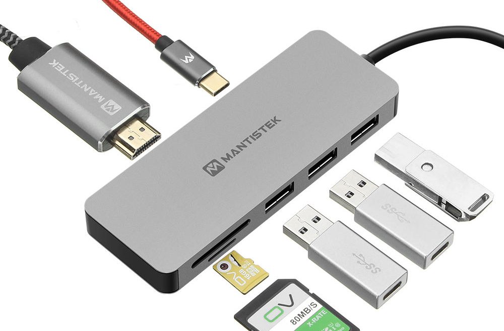 offertehitech-MantisTek® H3 7-in-One Type-C a USB 3.0 4K Display Lettore di schede SD per hub di ricarica PD