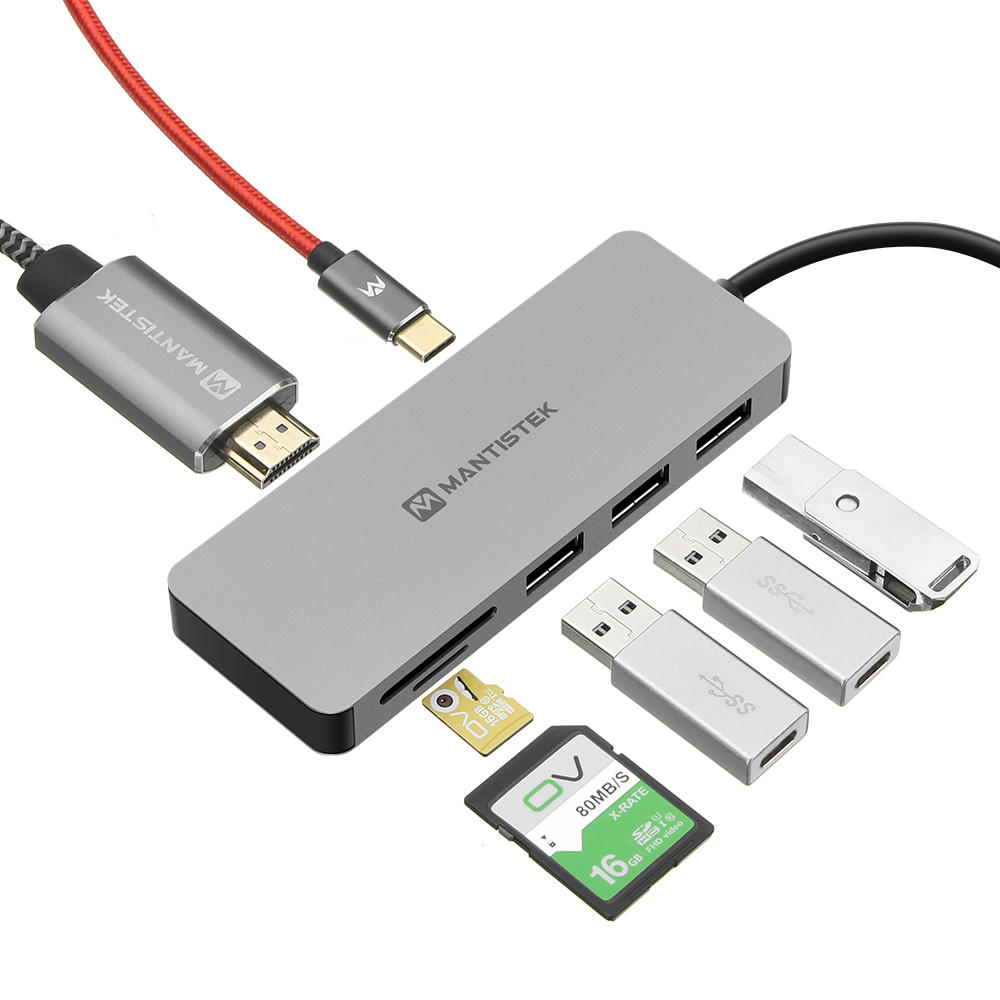 offertehitech-MantisTek® H3 7-in-One Type-C a USB 3.0 4K Display Lettore di schede SD per hub di ricarica PD