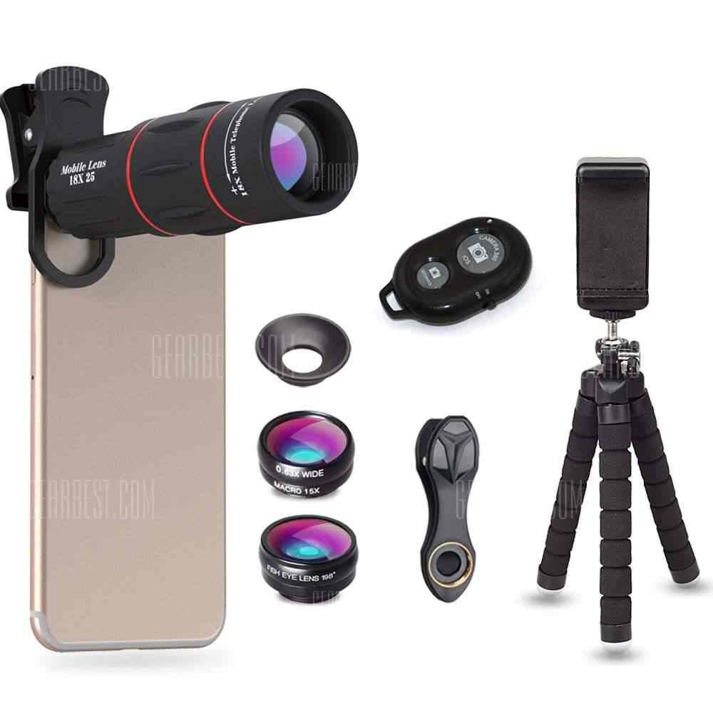 offertehitech-gearbest-APEXEL APL-18DG3ZJB Cell Phone Camera Lens Kit 18X Telescope with Tripod Stand